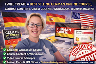 best selling german online course, course content, video course, workbook a1 PPT