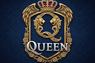 design a majestic and luxurious queen logo for your brand
