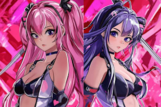 illustrate stylised anime character concept illustration
