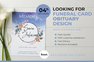 design funeral card obituary and memorial flyer design