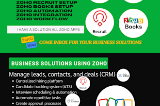 setup and customize your zoho CRM, zoho creator,  automation