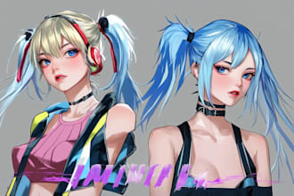 draw premium anime character with detailed shading