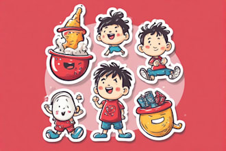 draw cartoon doodle stickers design