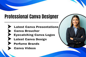 creative canva design of logo, presentation, broucher