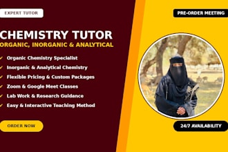 tutor organic, inorganic, analytical and physical chemistry up to mphil level
