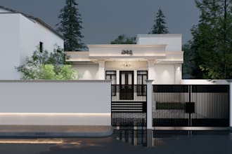 create realistic 3d exterior render for your house or villa