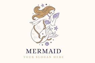 do awesome elegant mermaid logo