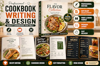 write and design quality cookbook recipe book, cookbook formatting, menu design