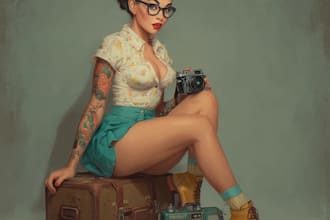 pin up girl and pin up girl illustration