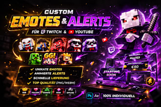 create twitch bundles, emotes,logo,banner,alerts