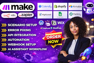 do make com scenerio automation, make com webflow, integromat, n8n automation
