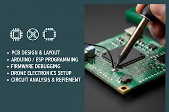 design pcb or program arduino or esp32 and debug electronics