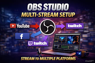 set up obs studio for multi streaming on youtube, twitch, and facebook