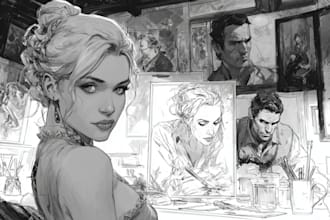 draw comic book illustration, manga page, manga storyboard