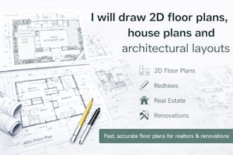 draw 2d floor plans, house plans and architectural layouts