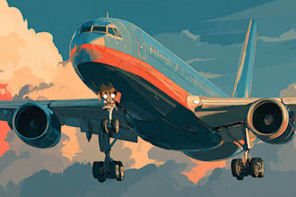 create vector art illustration of your airplane