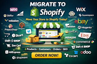 migrate woocommerce bigcommerce wix squarespace ebay volusion to shopify store