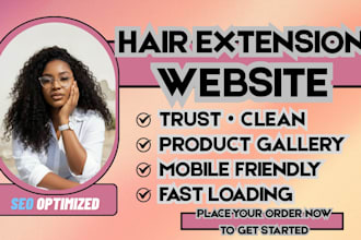 hair extension website, wig website design, beauty ecommerce website