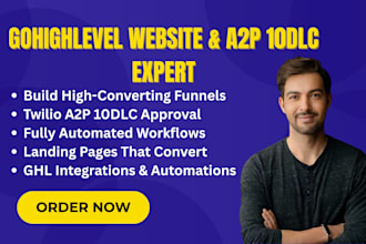 build gohighlevel website landing page sales funnel twilio a2p 10dlc expert