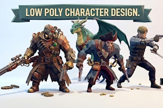 create low poly 3d characters for games and animations