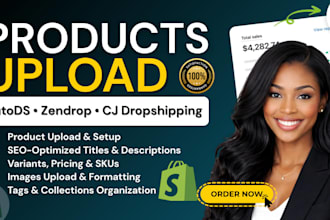 design and upload shopify products, using autods, zendrop, and cj dropshipping