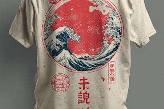 do a japanese t shirt illustration