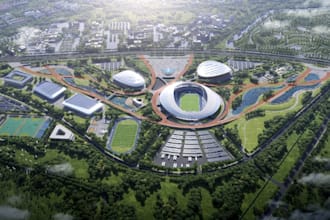 design and render 3d olympic park masterplan, sports city,outdoor sports complex