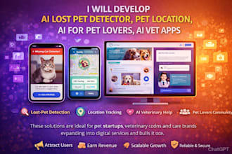 develop ai lost pet detector app, pet location app, ai pet lovers, ai vet app