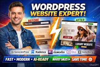 design wordpress website generatepress gutemberg kadence divi elementor website