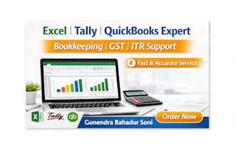 do bookkeeping in quickbooks tally and excel with gst and tax support