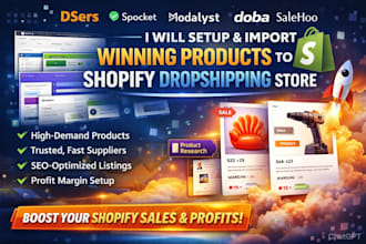 setup add winning products to shopify via dsers, spocket, modalyst, doba salehoo