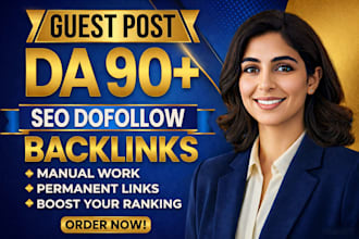 do 100 high authority guest post dofollow backlinks da 90 plus SEO link building