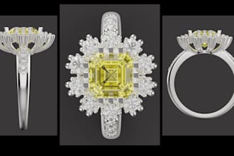 design custom diamond engagement ring cad 3d model for 3d printing