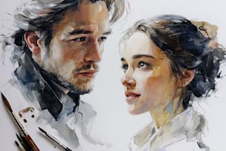 paint a colorful portrait in watercolor for you