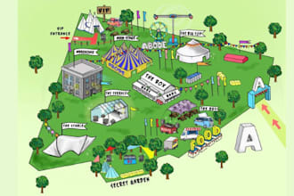 do 3d isometric event map vector festival maps illustration