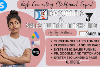 build sales funnel on clickfunnels, gohighlevel landing page, or wix website