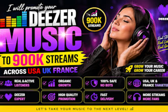 promote your deezer music to 900k streams across usa uk france