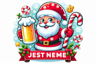 do santa beer mile mascot logo for gaming,youtube,website