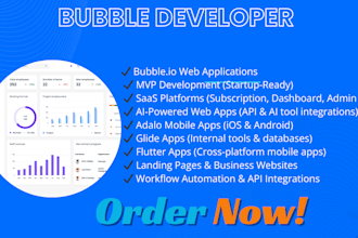 bubble developer, mvp, bubble io website, adalo glide flutter, saas ai website