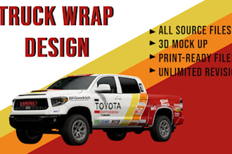 design pickup truck wrap design or any vehicle wrap design, truck wrap design