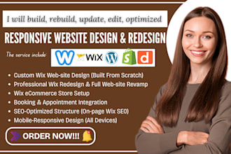 design redesign or migrate website to wordpress shopify wix duda weebly