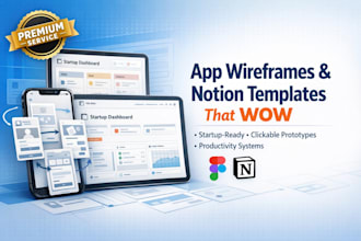 build stunning app wireframe, notion template, notion