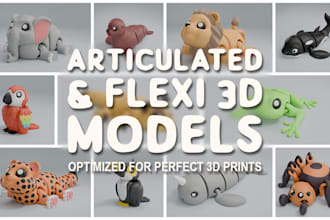design custom articulated flexi 3d models for 3d printing
