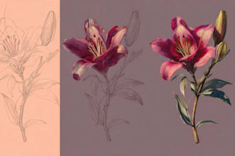 draw botanical illustration flower, plant, and logo design