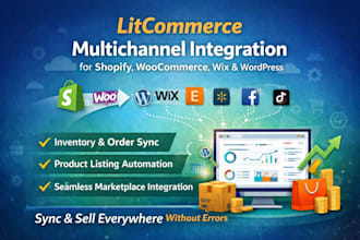 integrate shopify, woocommerce, wix, ebay with marketplaces using litcommerce