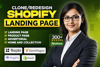 clone shopify landing page design in replo, gempages, or pagefly