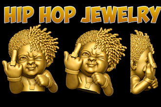 design custom hip hop jewelry and 3d face pendant