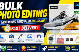 do super fast bulk images editing and background removal, in photoshop