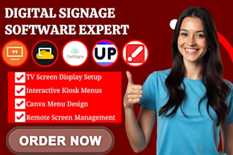 setup digital menu billboards screen display yodeck optisigns upshow kiosk canva