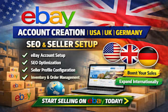 ebay account creation ebay usa ebay german ebay uk seo setup ebay seller account